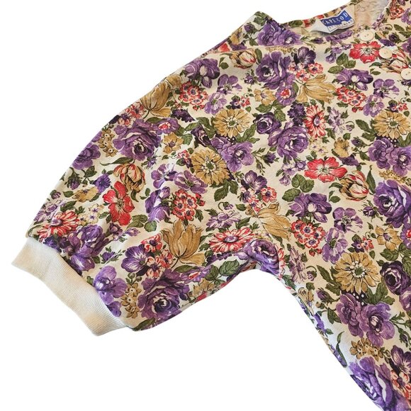 Cape Cod Sportswear Vintage 1980s Floral Print Womens Short Sleeves Top … - Picture 6 of 12